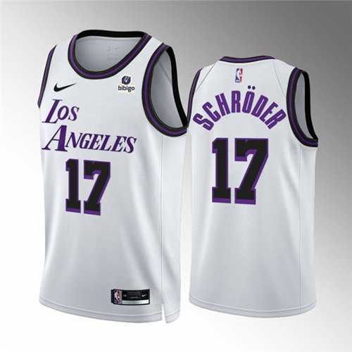 Men%27s Los Angeles Lakers #17 Dennis Schroder White City Edition Stitched Basketball Jersey Dzhi->los angeles lakers->NBA Jersey